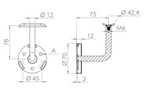 Handlaufhalter mit Cliprosette und Anschlussplatte, zum Anschrauben des Handlaufs, V2A / V4A