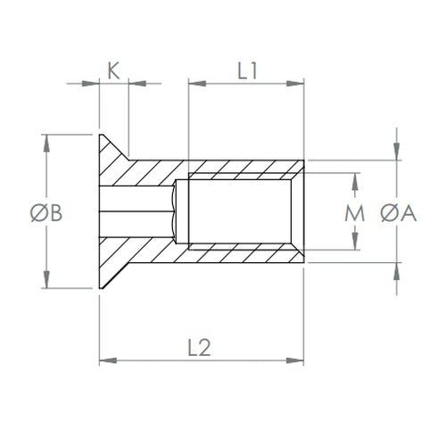 Hülsenmutter mit Senkkopf und Innensechskant, V2A