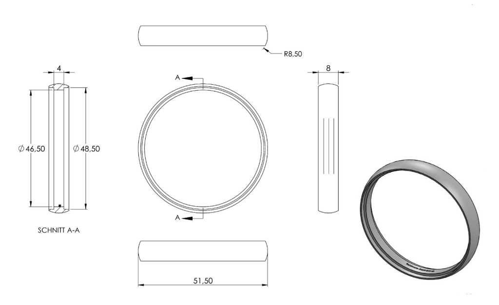 Zeichnung Verbindungsring für Rohr Ø 48,3 mm
