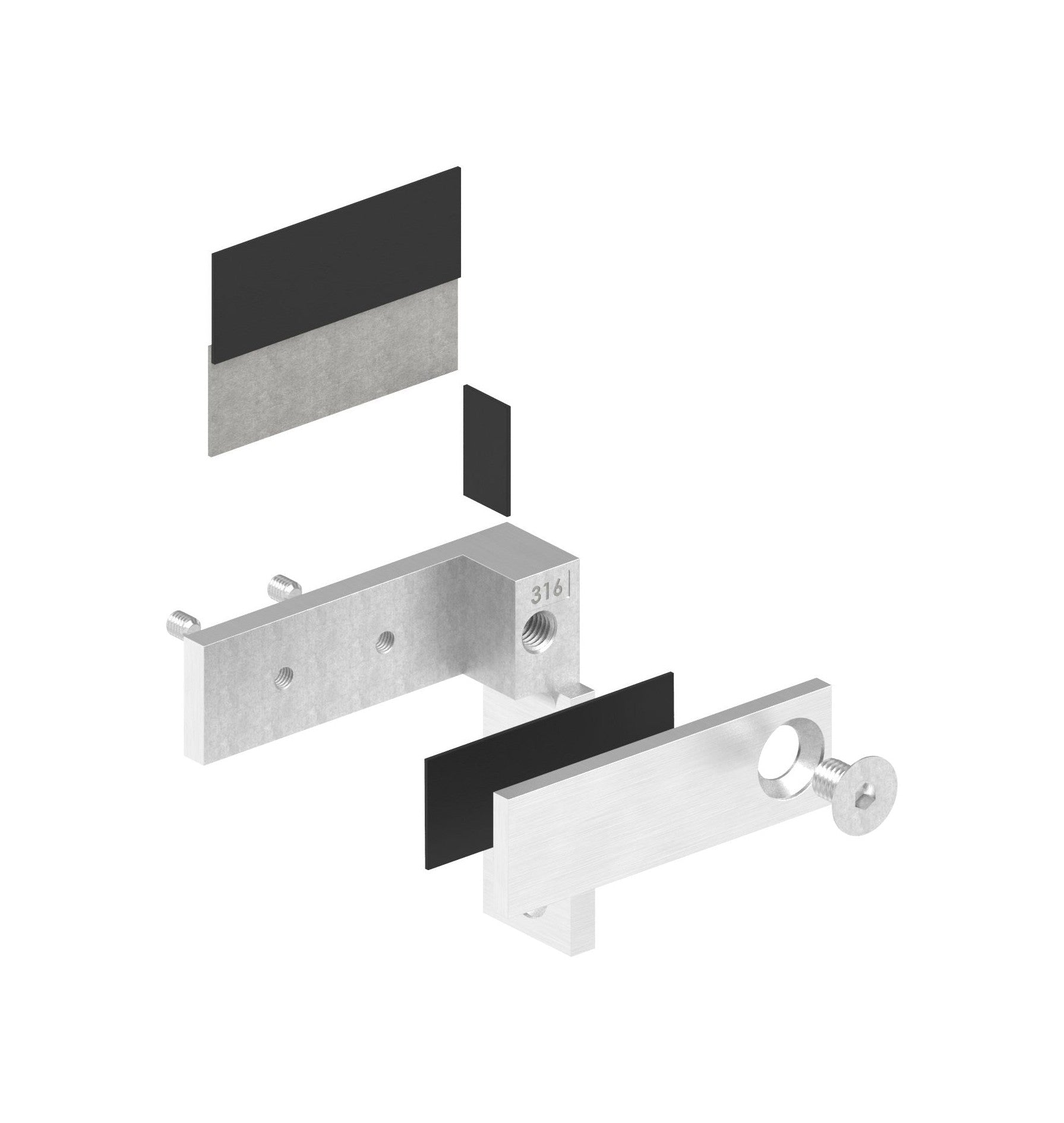 Glasverbinder für Wandmontage, für Glasstärke 12.00 - 12.76 mm, V4A