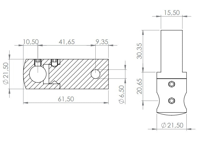 Querstabhalter zur Montage zwischen 2 Flacheisen, V2A