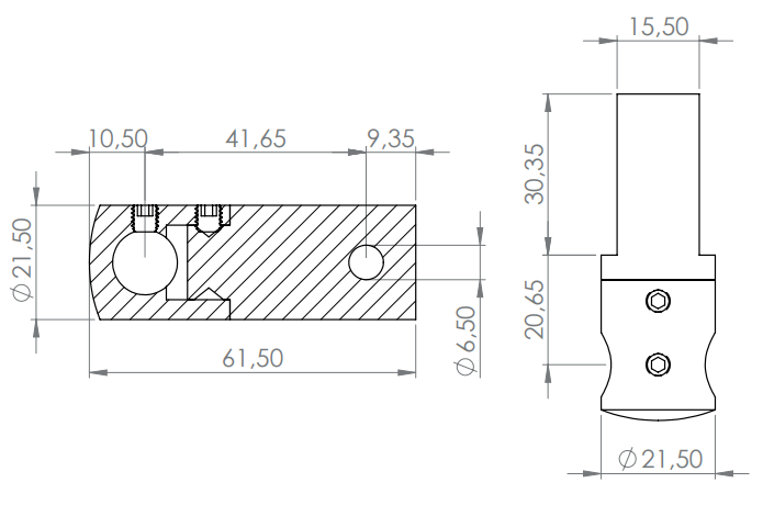 Querstabhalter zur Montage zwischen 2 Flacheisen, V2A