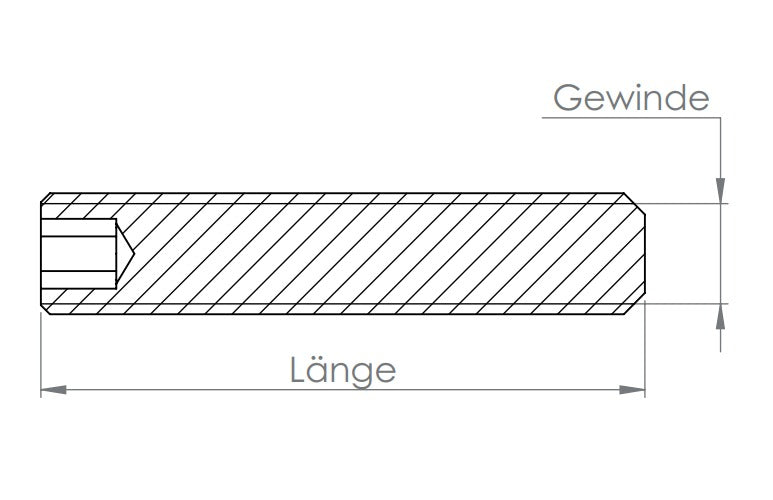 Gewindestift mit Kegelkuppe, flacher Kopf, mit Innensechskant