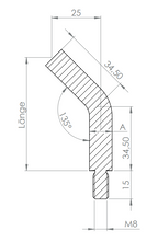 Stift Edelstahl, gebogen 135°,1 x Außengewinde, 1 x flach zum Anschweißen, V2A