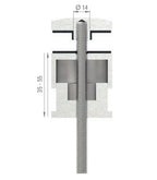 Glaspunkthalter Ø 52 mm, Klemmbereich 6.0 - 25.25 mm, verstellbarer Wandabstand 35 - 55 mm, V2A