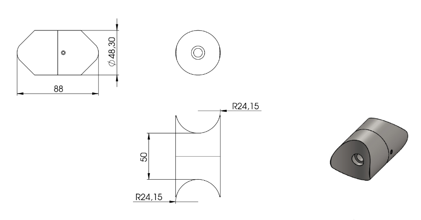 Zeichnung Rohrverbindungsstück für Rohr Ø 48,4 mm und Ø 48,3 mm
