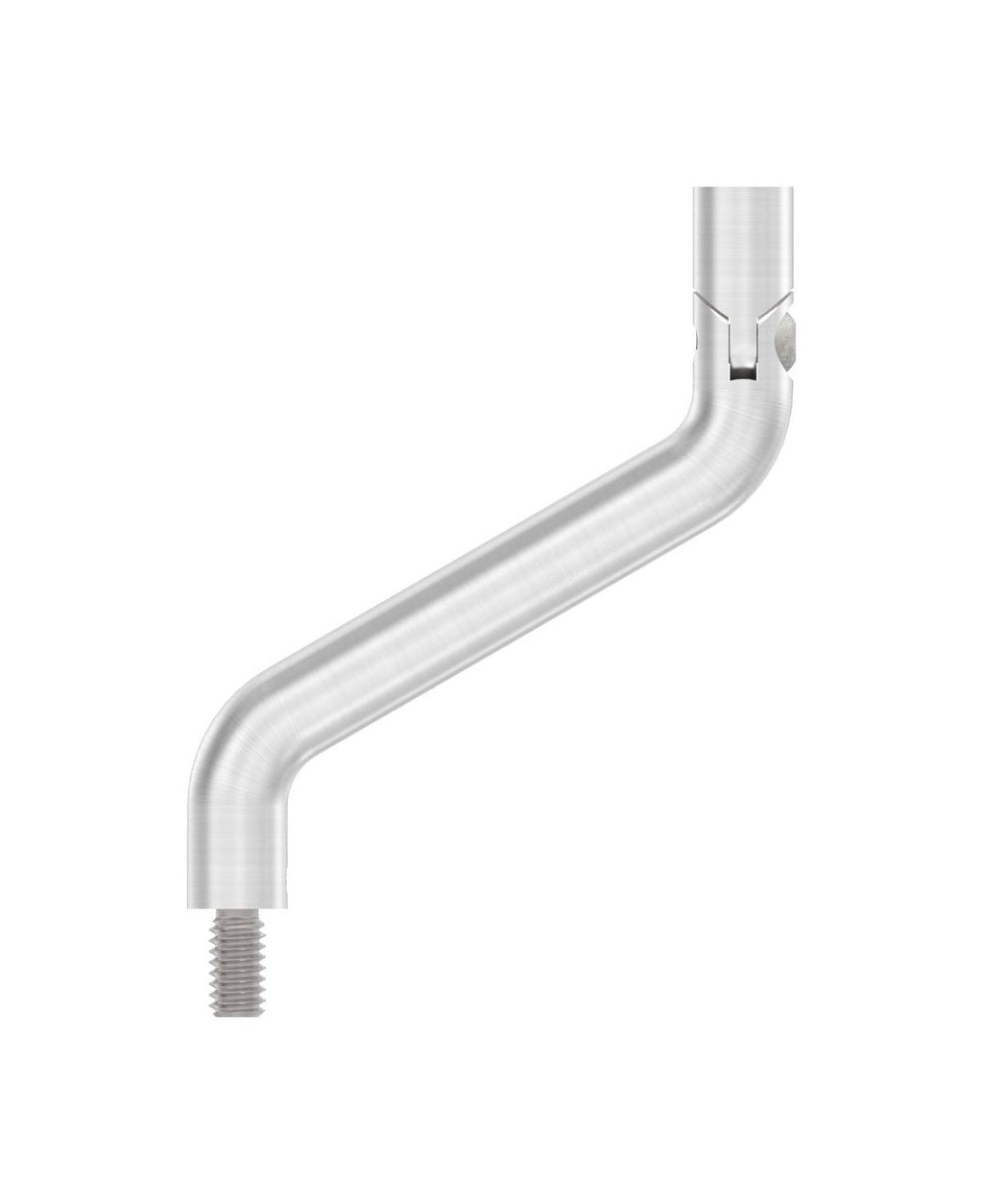 Gelenkbügel Edelstahl 2 x 30° gebogen, 360° drehbar,1 x Außengewinde, 1 x Innengewinde, V2A