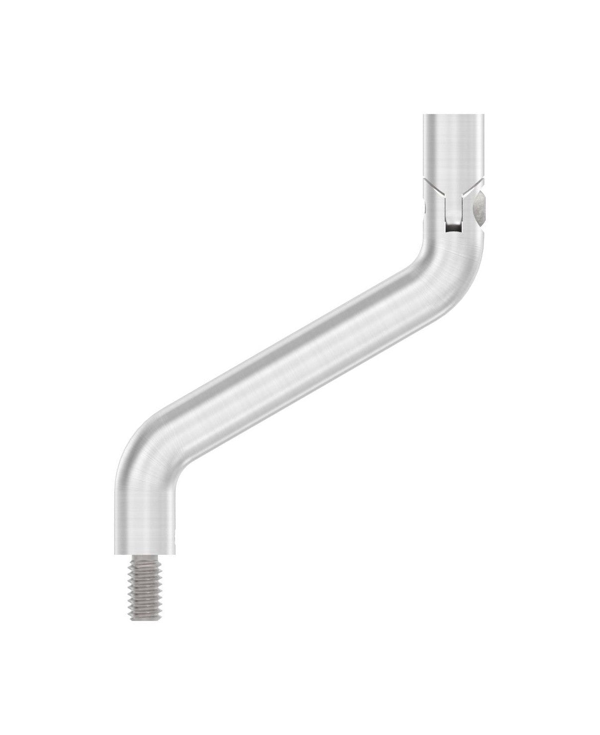 Gelenkbügel Edelstahl 2 x 30° gebogen, 360° drehbar,1 x Außengewinde, 1 x Innengewinde, V2A