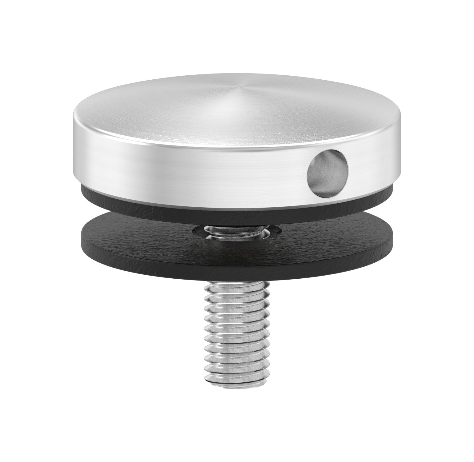BRENK-fix® Glaspunkthalter Ø 40 mm, mit Gewindestift und Gummipaar / V2A