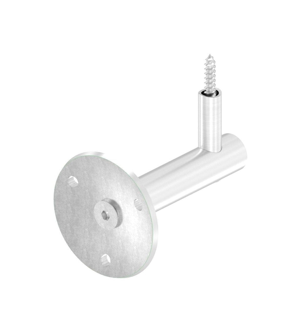 verschraubter Handlaufhalter mit Durchgangsbohrung und Holzschraube, V2A