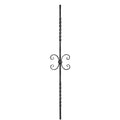 Zierstab 12x12mm, glatt, H: 900mm, 2x C-Schnecke mittig, 2x gedreht außermittig