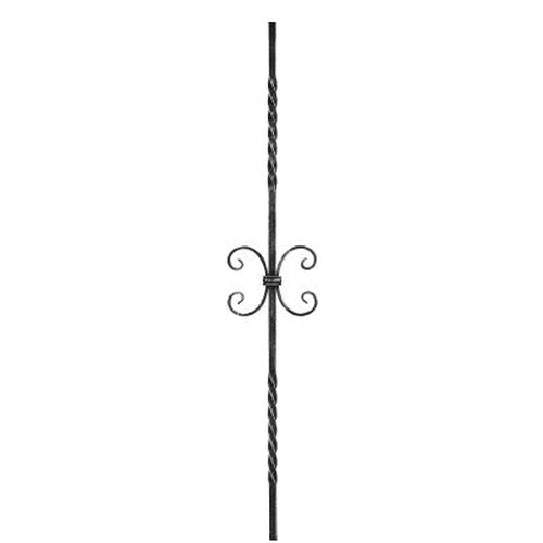 Zierstab 12x12mm, glatt, H: 900mm, 2x C-Schnecke mittig, 2x gedreht außermittig