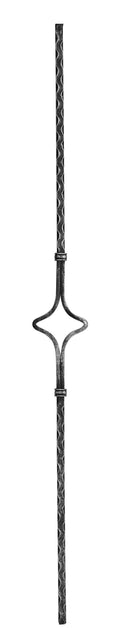 Zierstab 12x12mm, gehämmert, H: 900mm, 1x Ornament mittig (Art. 9054-S)