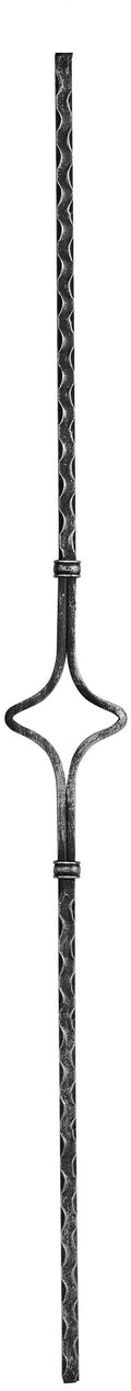 Zierstab 12x12mm, gehämmert, H: 900mm, 1x Ornament mittig (Art. 9054-S)