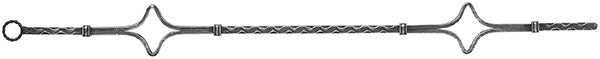 Zierstab 12x12mm, gehämmert, H: 900mm, 2x Ornament außermittig