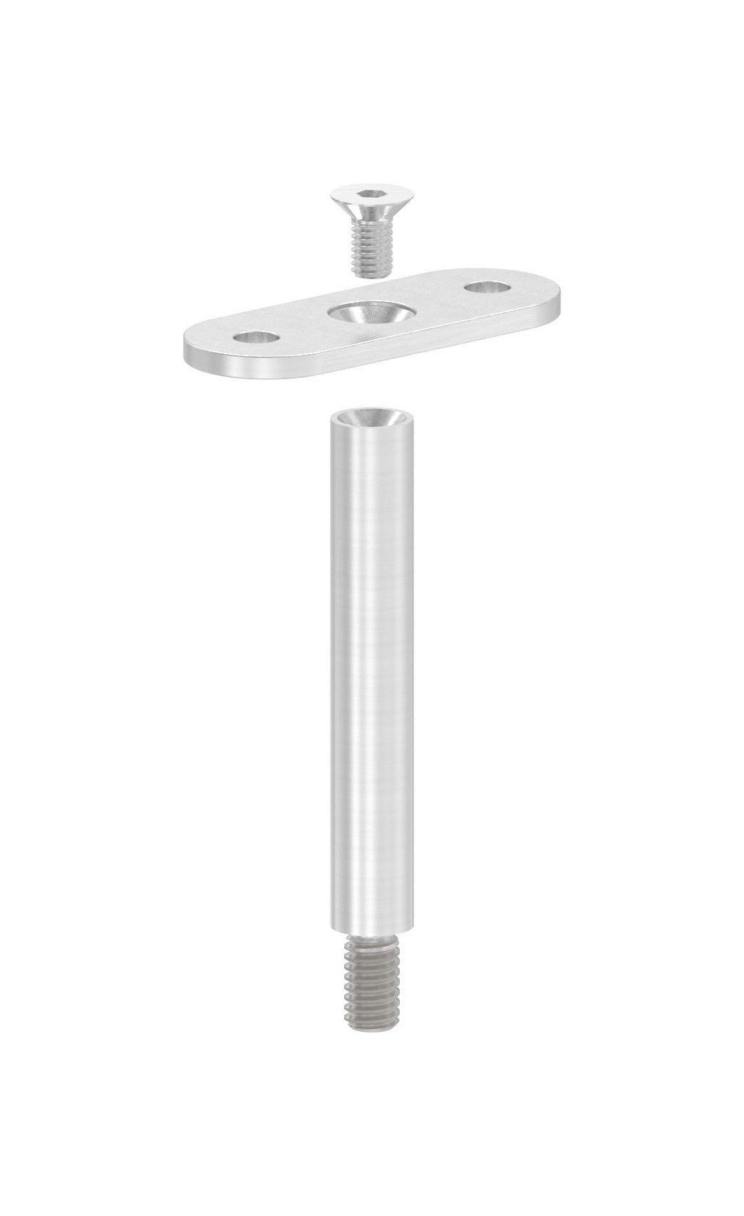 Handlaufstütze zum Schrauben, Stift mit Außengewinde M8 und Handlaufanschlussplatte, V2A