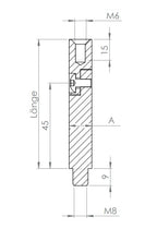 Gelenkstift Edelstahl, quadratisch, 1 x Außengewinde, 1 x Innengewinde, V2A