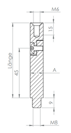 Gelenkstift Edelstahl, quadratisch, 1 x Außengewinde, 1 x Innengewinde, V2A