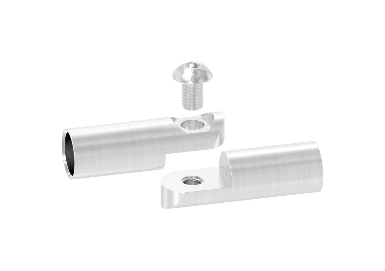 Rundstabverbinder mit Gelenk, zum Einkleben der Stäbe, verstellbar 0 - 100°, V2A