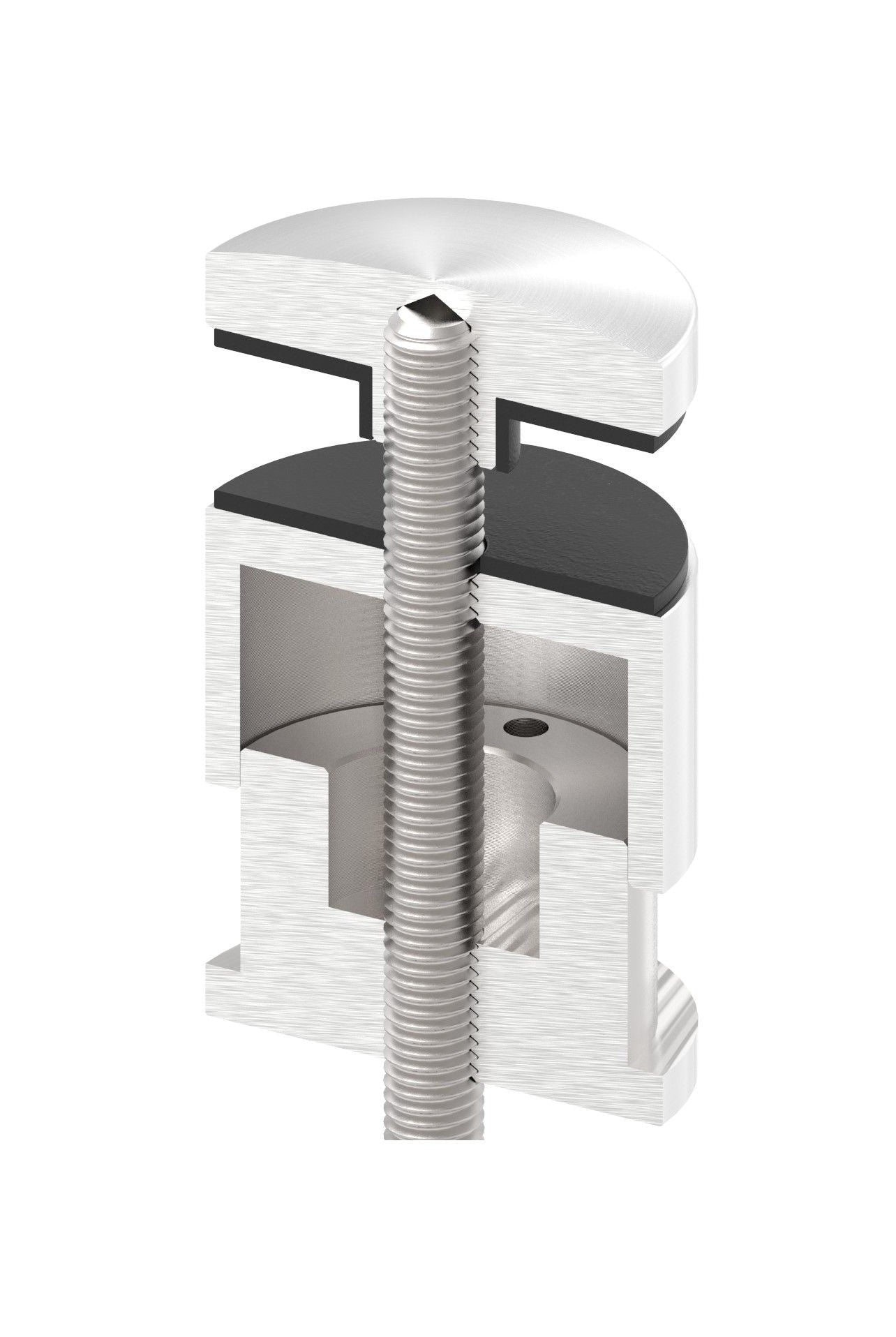 Glaspunkthalter Ø 52 mm, Klemmbereich 6.0 - 25.25 mm, verstellbarer Wandabstand 35 - 55 mm, V2A