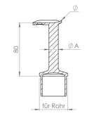 Handlaufstütze Edelstahl aus einem Stück mit Handlaufanschlussplatte 90°, V2A/V4A