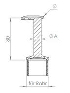 Handlaufstütze Edelstahl aus einem Stück mit Handlaufanschlussplatte 90°, V2A/V4A