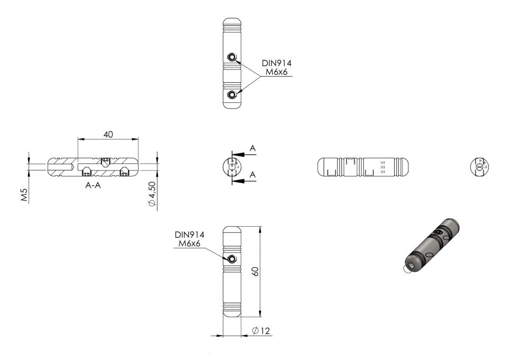 Gewindeterminal für Seil Ø 4 mm, mit Innengewinde M5