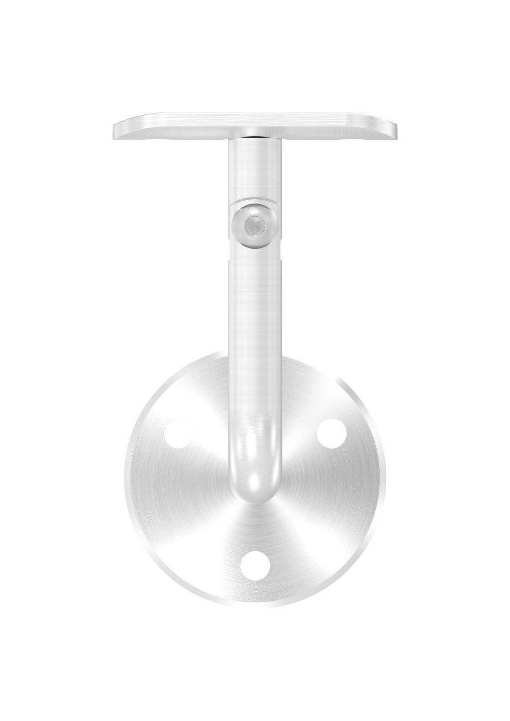 verschraubter  Handlaufhalter mit Gelenk und Anschlussplatte, zum Anschrauben des Handlaufs, V2A