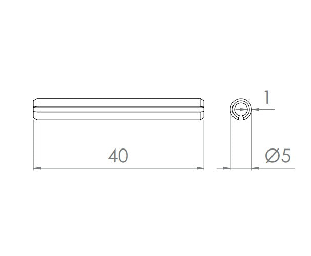 Spannstift 5 x 40 mm, DIN 8752, V4A