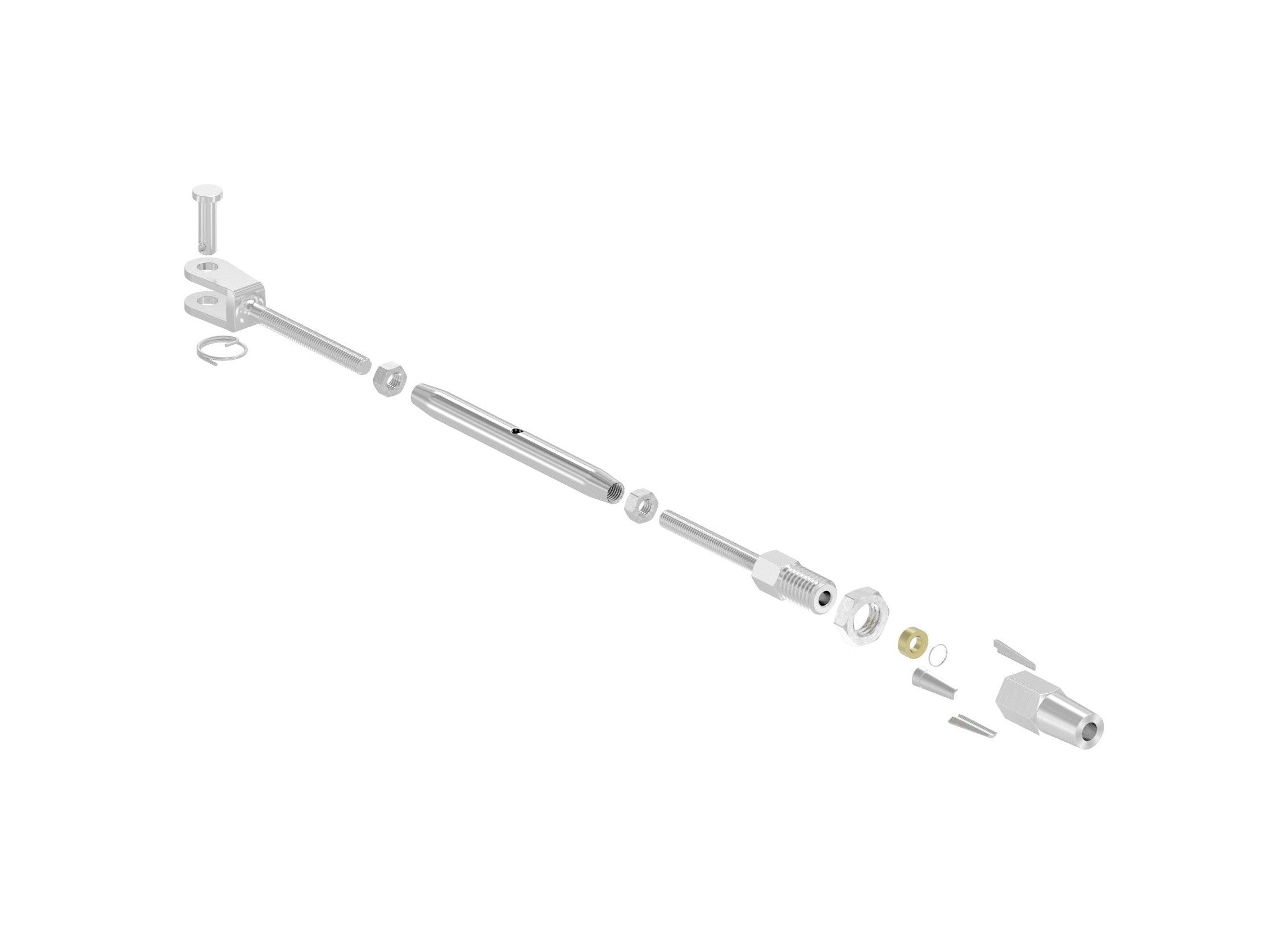 Wantenspanner Gabel / Seilhalter, mit Gewinde, V4A