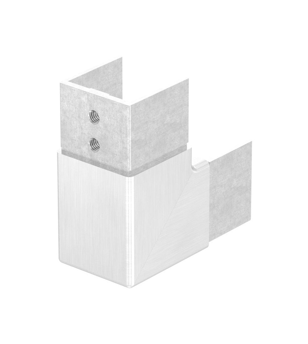Eckbogen vertikal / Rahmenecke 90° für Quadrat-Nutrohr, V2A / V4A