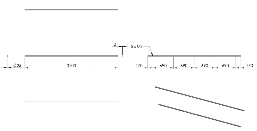 Zeichnung Laufschiene 3100 mm