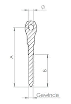 Augenschraube mit flachem Kopf, mit Holzgewinde, V4A
