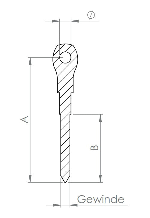 Augenschraube mit flachem Kopf, mit Holzgewinde, V4A