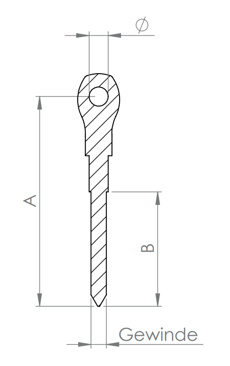 Augenschraube mit flachem Kopf, mit Holzgewinde, V4A