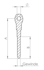 Augenschraube mit flachem Kopf, mit Holzgewinde, V4A