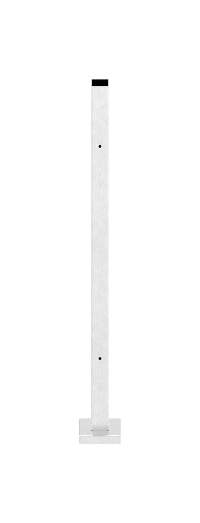 Edelstahlpfosten zur Bodenmontage, Länge 880mm, 4 x M8 Fließformgewinde, 90° versetzt, V2A