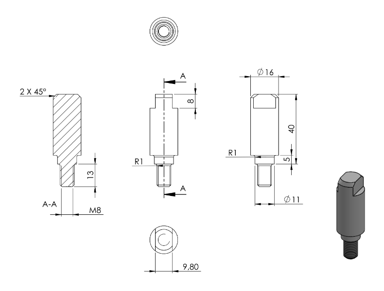 Gewindestift für den Einbau von Platten