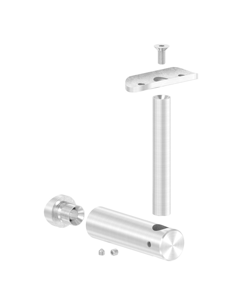 höhenverstellbarer Handlaufhalter mit Halteplatte, zum  Anschrauben des Handlaufs, V2A