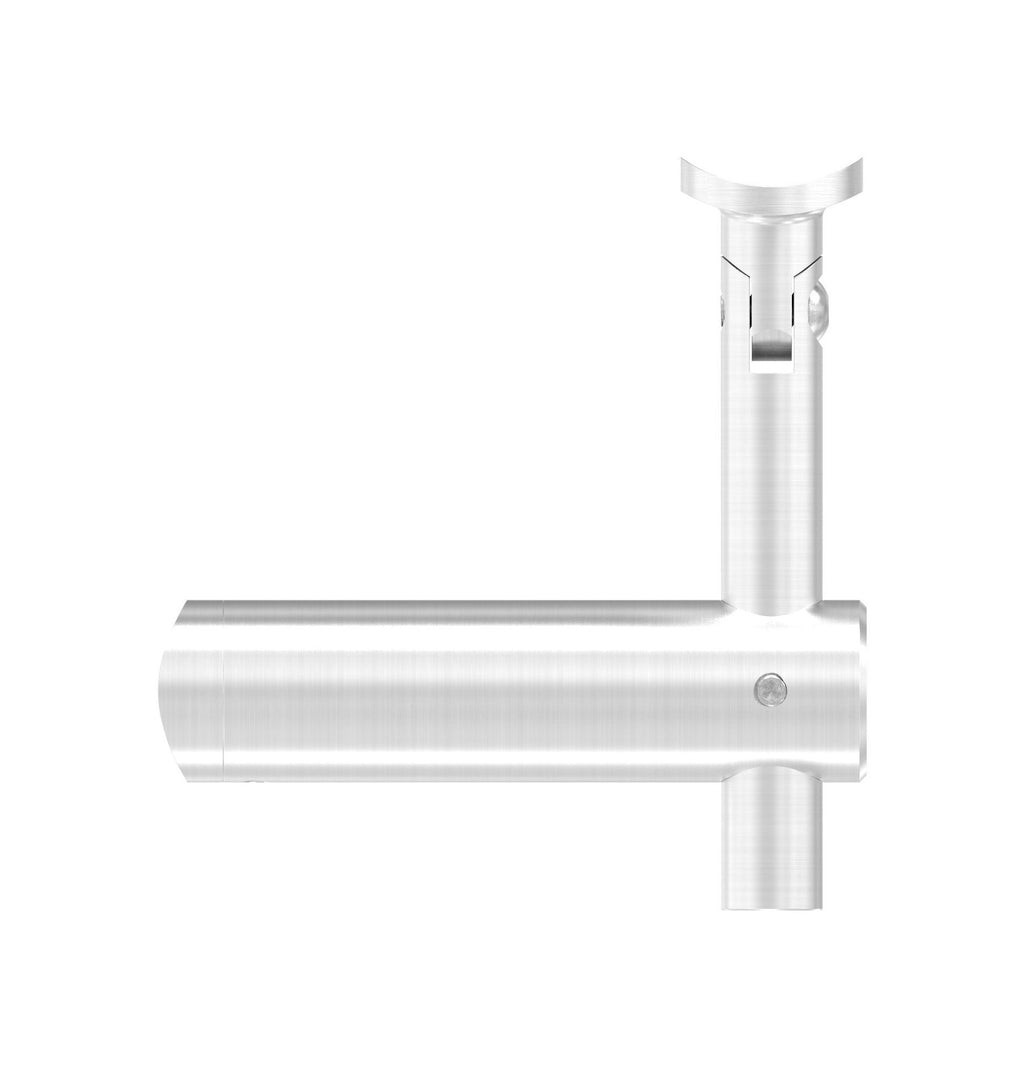 höhenverstellbarer Handlaufhalter mit Gelenk und Halteplatte, zum  Anschrauben des Handlaufs, V2A