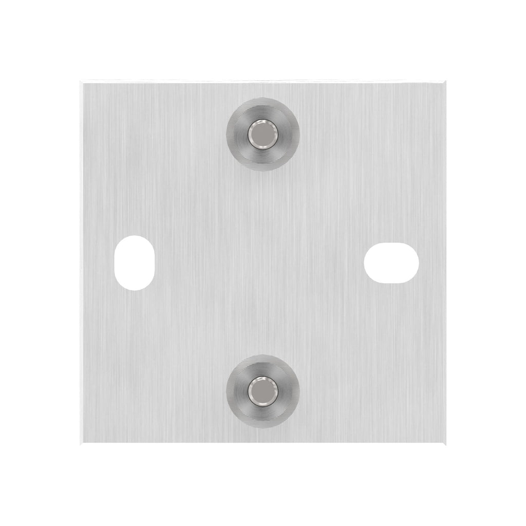 Edelstahl Wandbefestigung für Geländerpfosten 42,4 mm, quadratische Platte, 2 Langlöcher, V2A