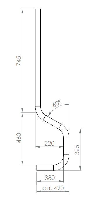Edelstahlpfosten gebogen, V2A