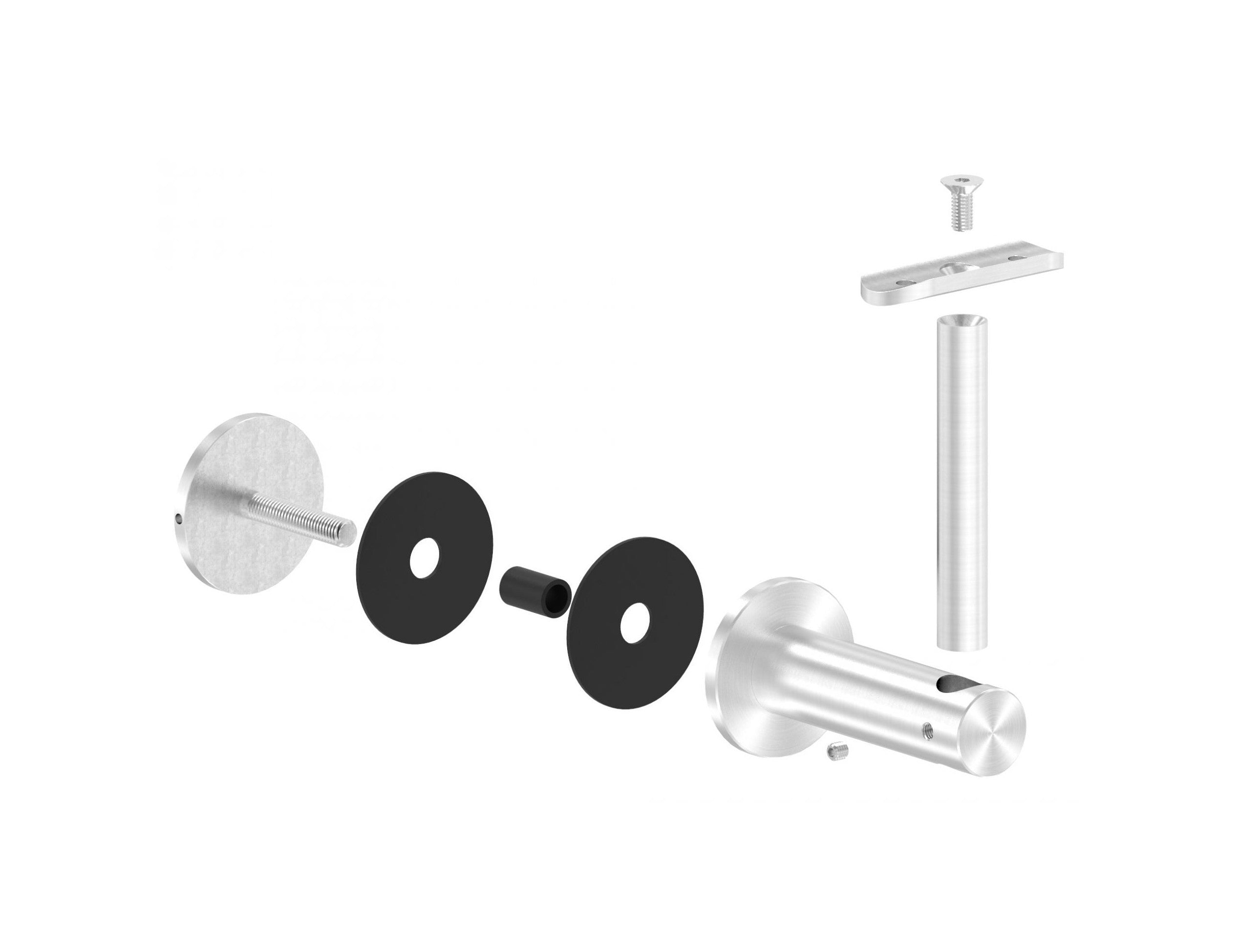 höhenverstellbarer Handlaufhalter für Glas, mit Halteplatte, zum Anschrauben des Handlaufs, V2A