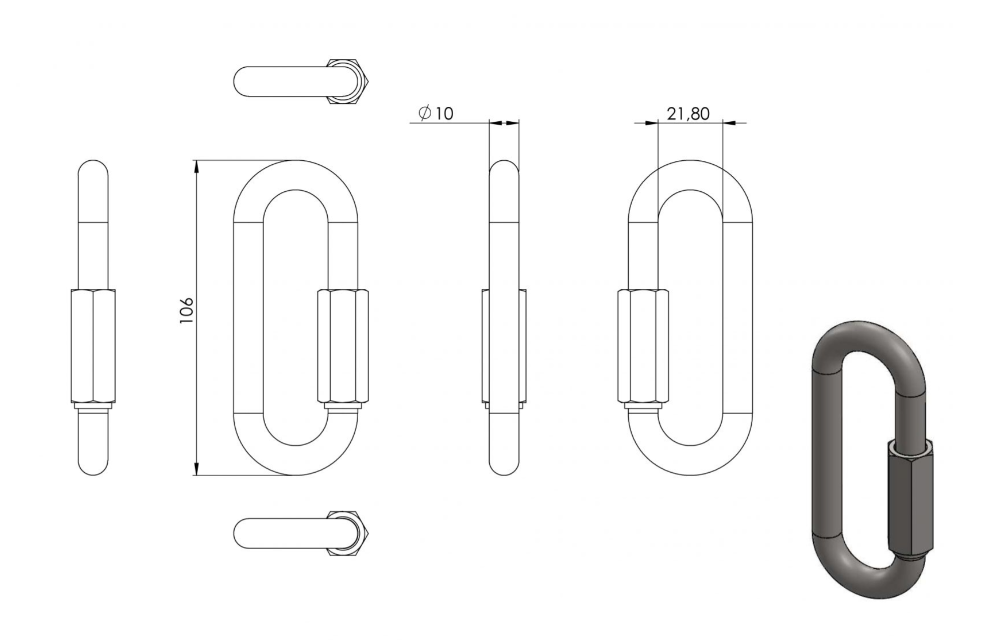 Zeichnung Schraubverbinder lang Ø 10 mm