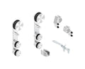 Glasschiebetürsystem, Set mit 2 Einzelrollwagen, Stopper, Bodenführung und Gabelschlüssel, V2A