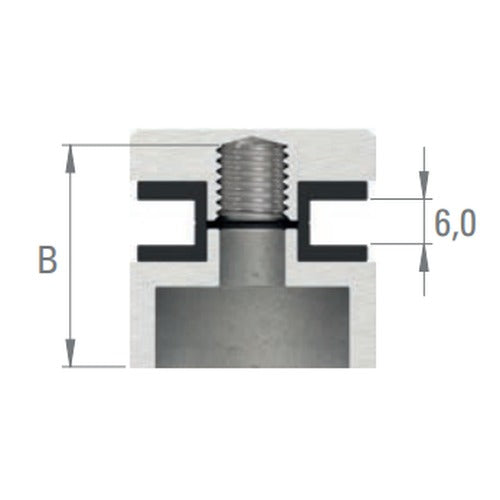 Glaspunkthalter Ø 30 mm selbst zusammenstellen, Unterteil mit Durchgangsbohrung, V2A