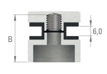 Glaspunkthalter Ø 30 mm selbst zusammenstellen, Unterteil mit Durchgangsbohrung, V2A