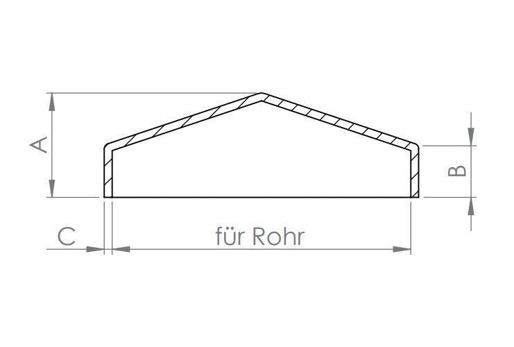 Edelstahl Pyramidenkappe für Rechteckrohre, hohl, Ecken verschweißt, V2A