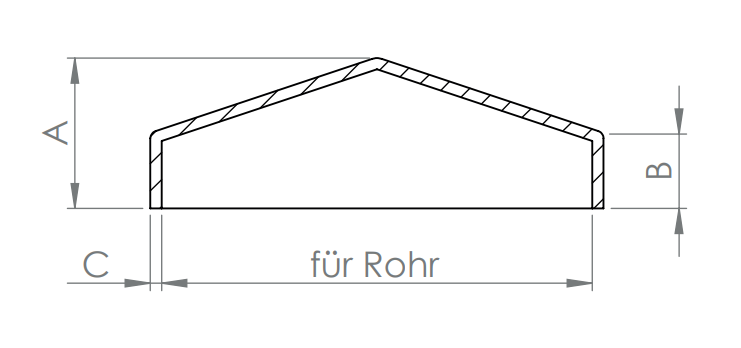 Edelstahl Pyramidenkappe für Rechteckrohre, hohl, Ecken verschweißt, V2A