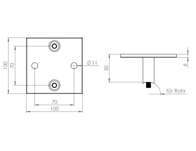 Änderung: mit 2 Langlöchern 11 x 15 mm